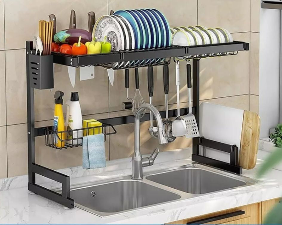 Estante Escurridor 2 Niveles 85 Cm Negro